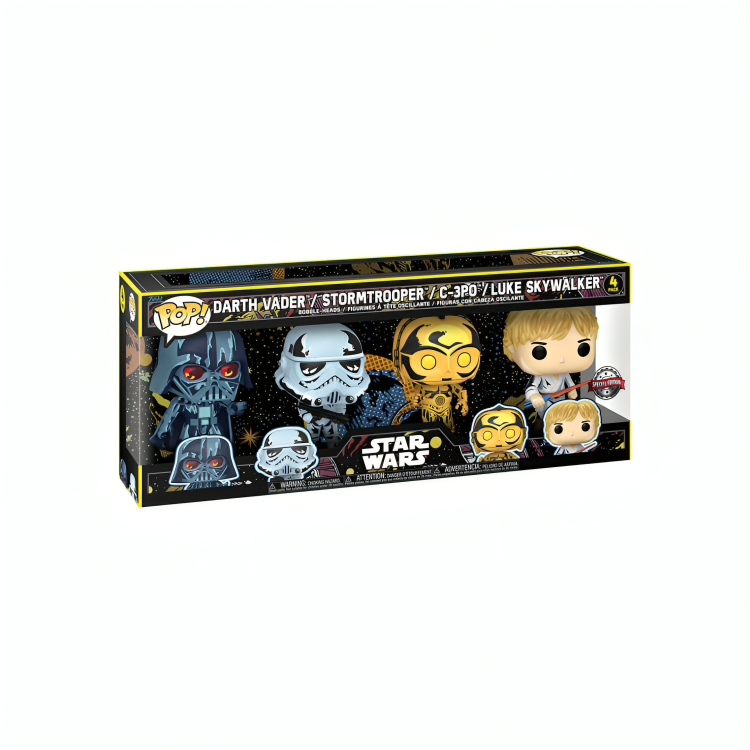 Funko Pop - Star Wars - Darth Vader, Stormtrooper, C-3PO, Luke Skywalker (4 Pack)