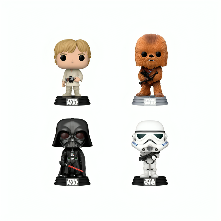 Funko Pop - Star Wars - Luke Skywalker, Chewbacca, Darth Vader, StormTrooper (4 Pack)